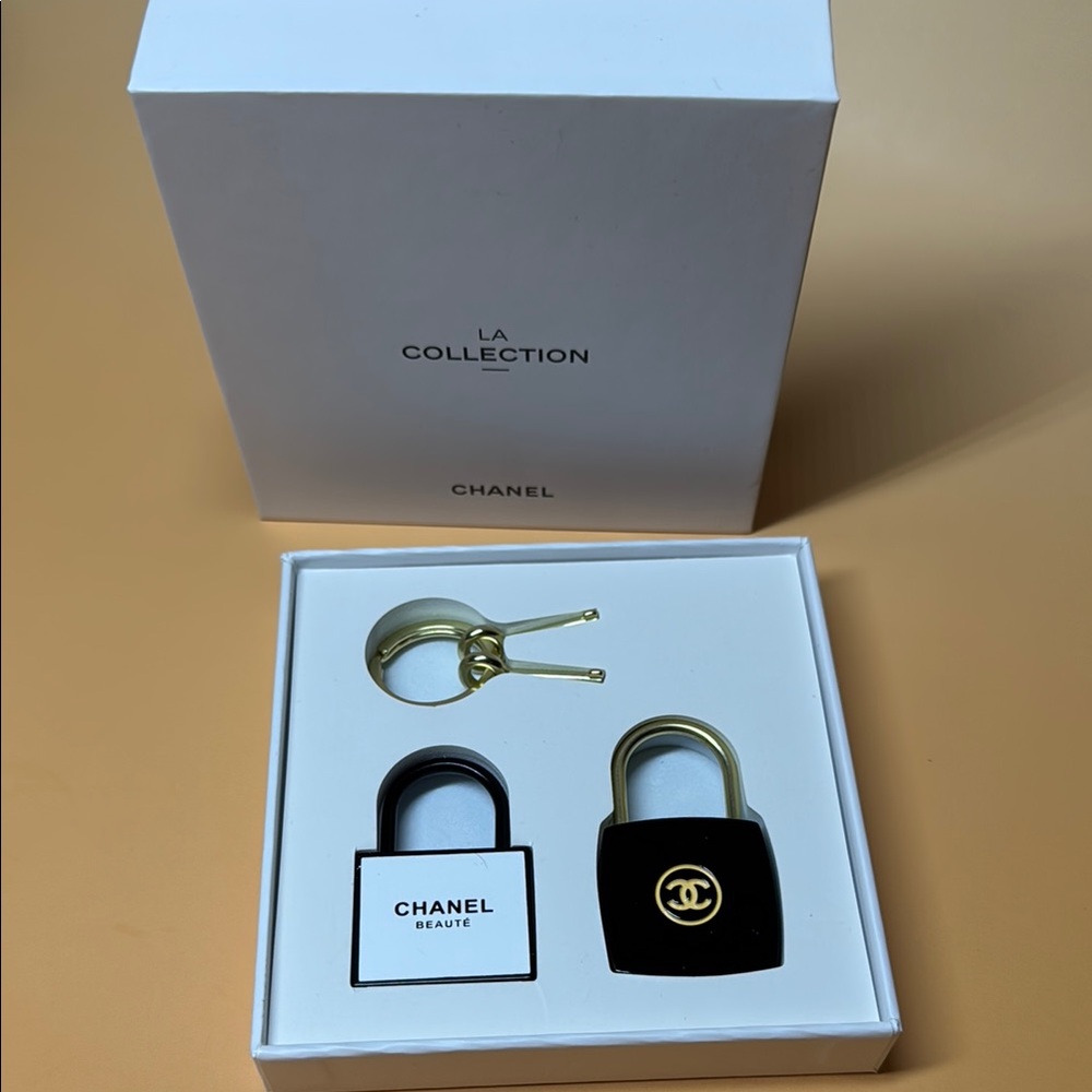 Chanel Black and Gold Lock & Key Set NIB